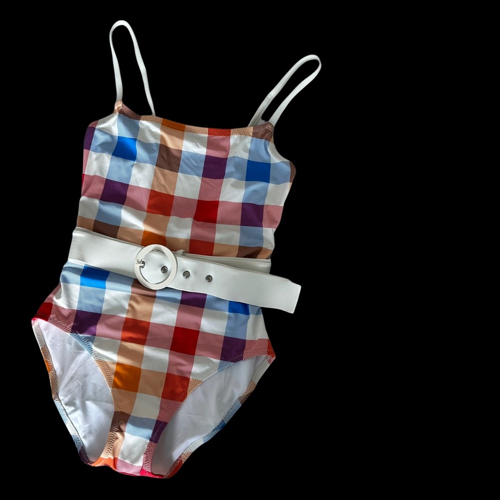 Solid & Striped Nina Belt One Piece in Beach Plaid - Picture 6 of 16